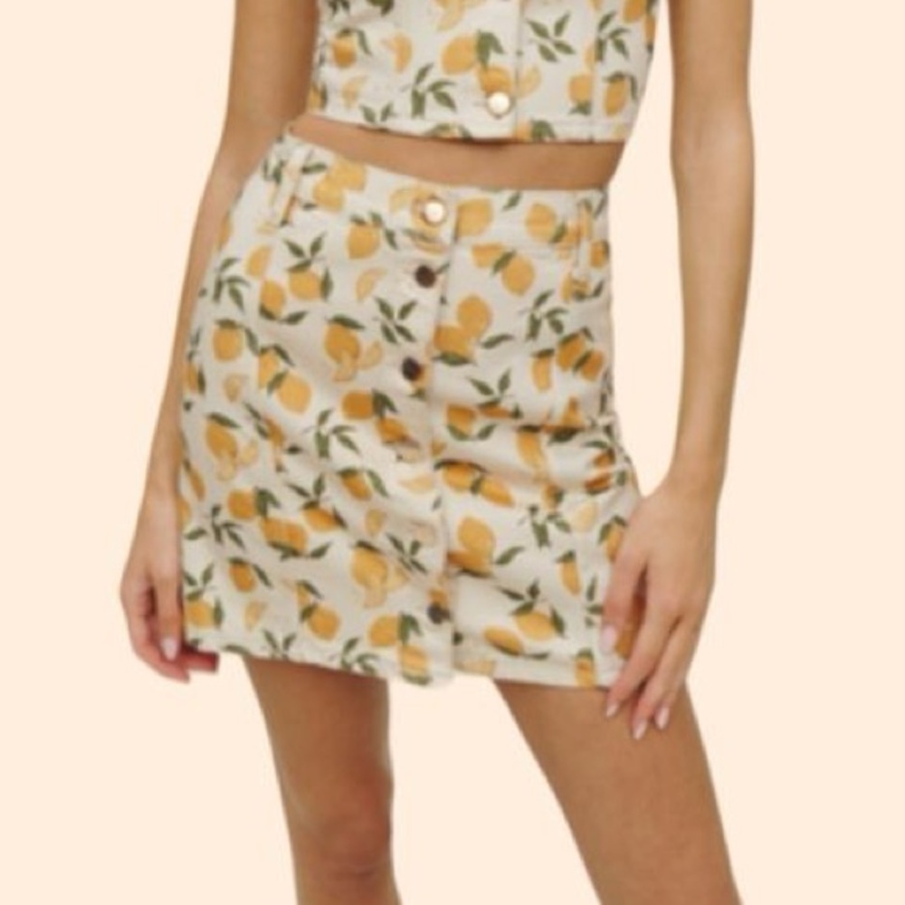Reformation Jeans size 0 Lemon Print Skirt Summer Festival